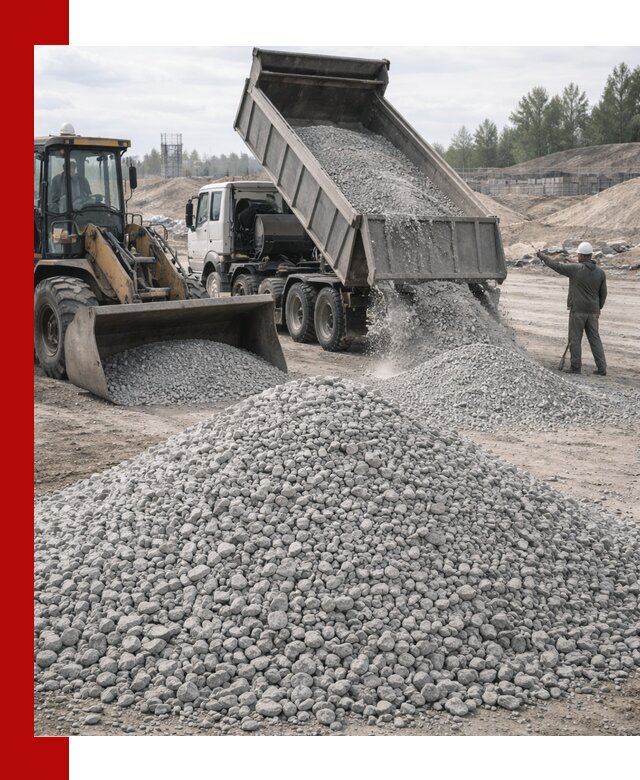 Доставка известнякового щебня фр. 5–20 в Полевской