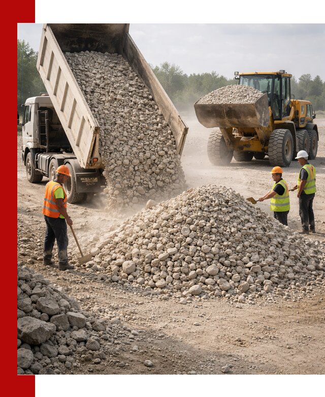 Доставка известнякового щебня фр. 40-70 в Полевском
