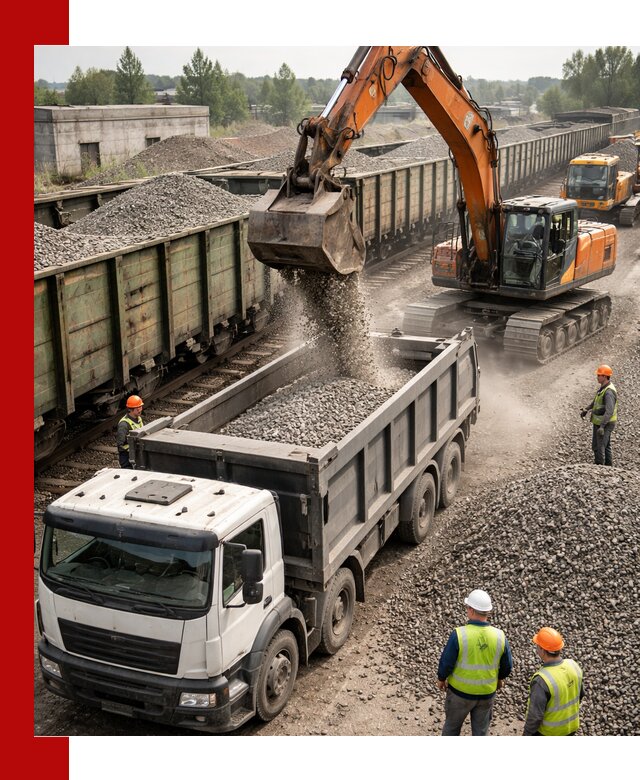 Железнодорожный щебень фракция 25–60 для поставок в Полевской