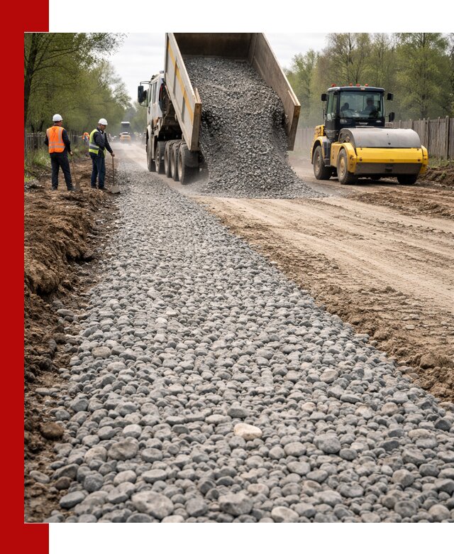 Доставка щебня для отсыпки дорог в Полевском высокого качества