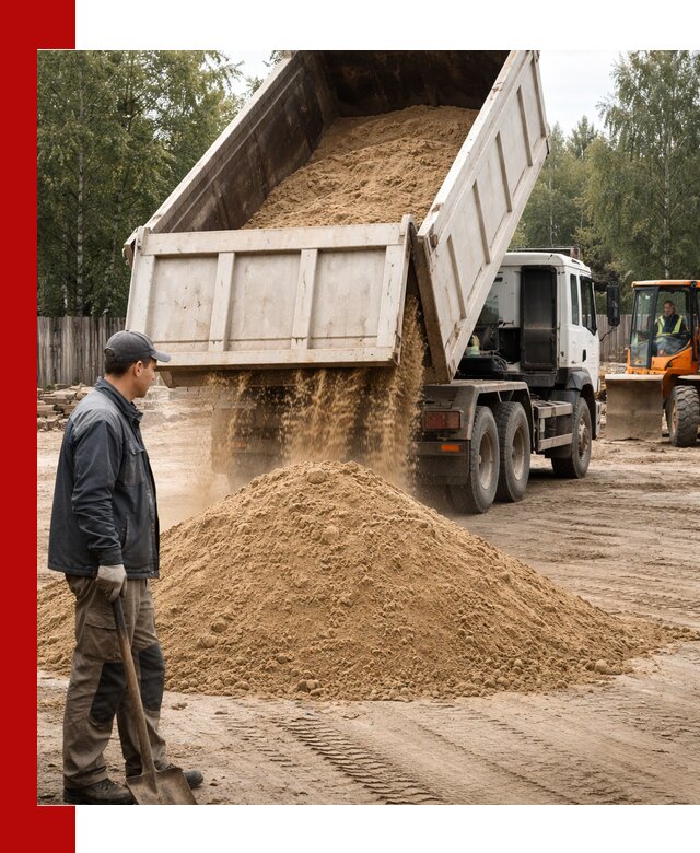 Доставка и продажа песка с разгрузкой в Полевском