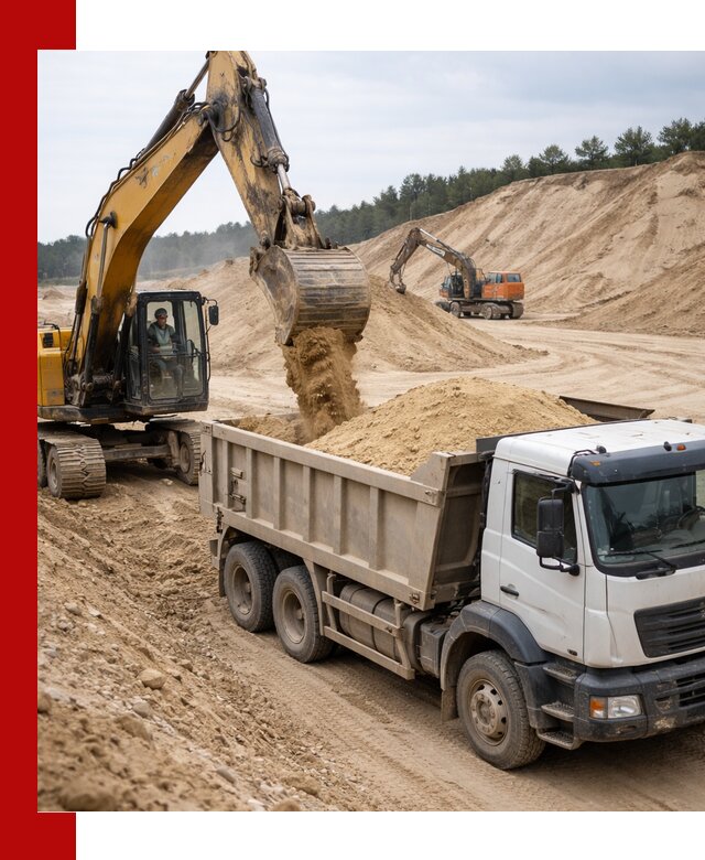 Доставка карьерного песка с самосвалами и разгрузкой в Полевском