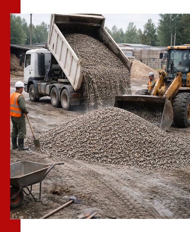 Мытый гравий с доставкой в Полевском от карьера до участка