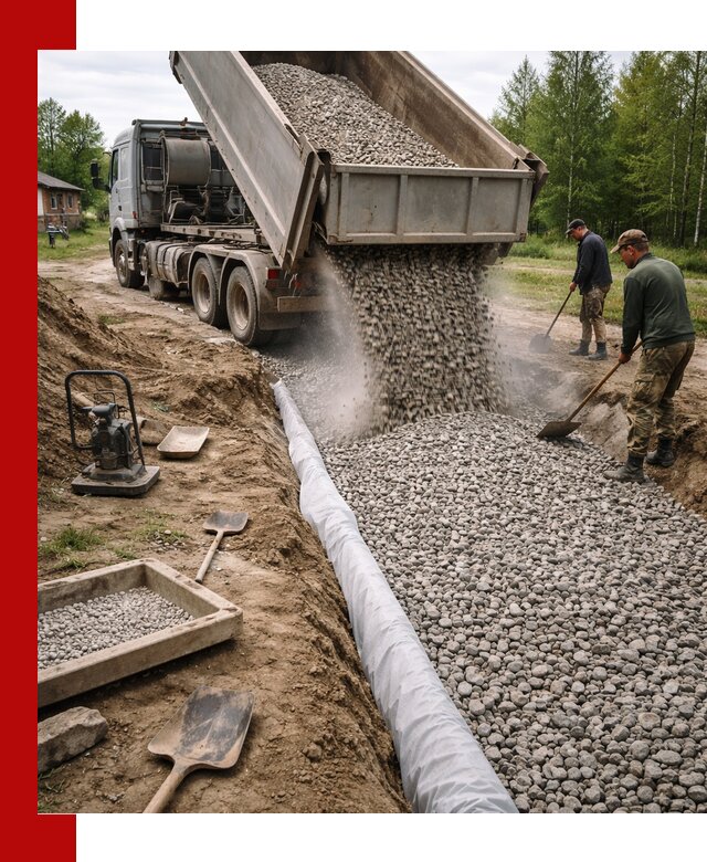 Гравий для дренажа с доставкой в Полевском качественный и недорогой