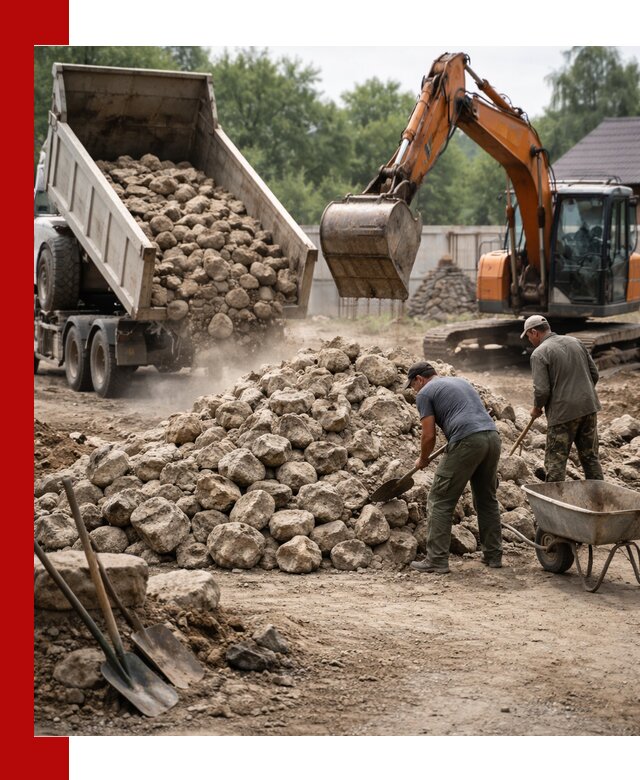 Доставка и разгрузка бутового камня в Полевском