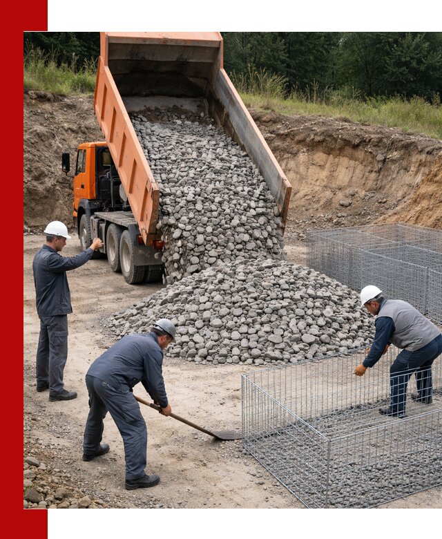 Камень для габионов с доставкой в Полевском быстро и надёжно