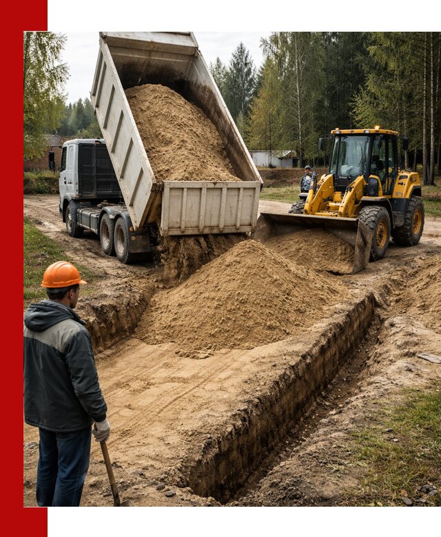 Доставка песчаного грунта в Полевском для строительных работ