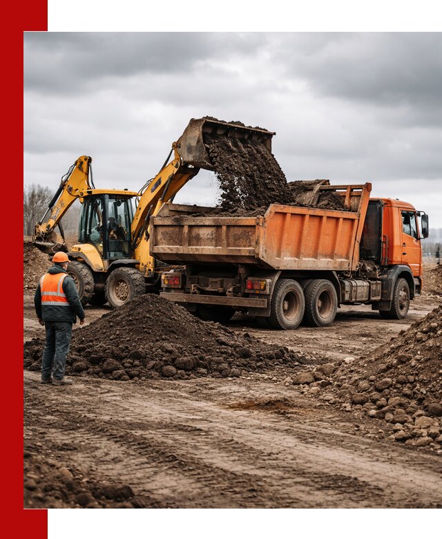 Вывоз грунта и строительного мусора в Полевском грузовыми самосвалами