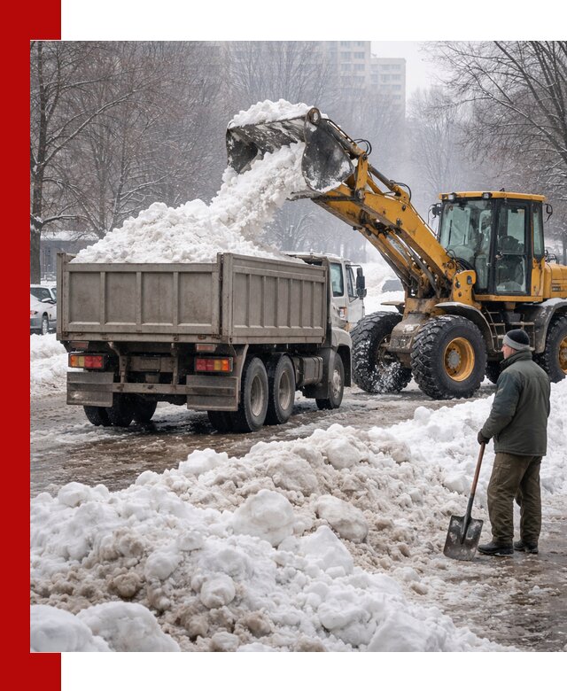 Вывоз снега грузовой техникой в Полевском оперативно и чисто