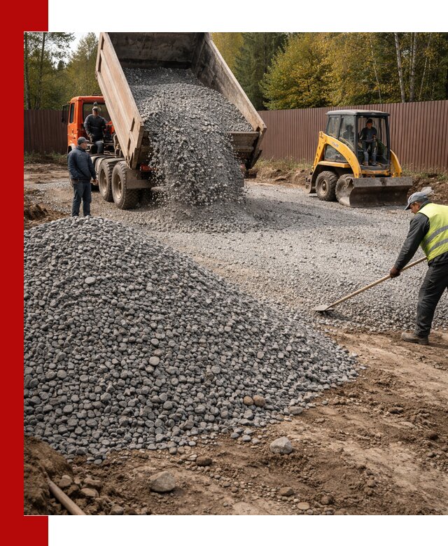 Отсыпка участка щебнем с доставкой и уплотнением в Полевском